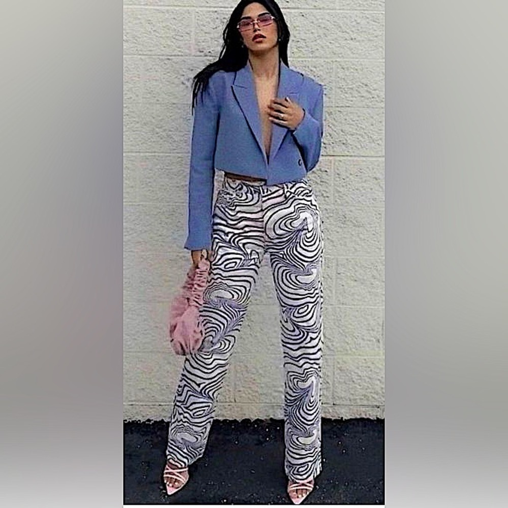 Zara High-Rise Swirl Print Jeans